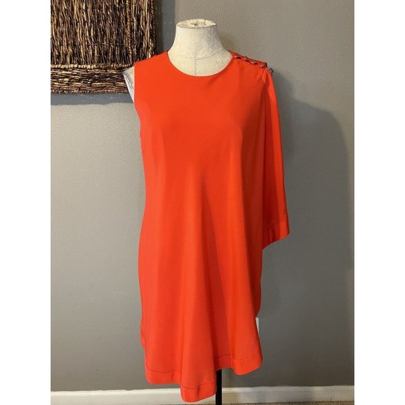 Ted Baker Dress 4 Stretch Red Orange Career Church 10 Large $295 - Picture 3 of 12